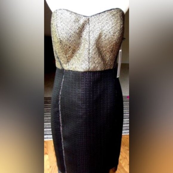 NWT PHOEBE by KAY UNGER WOOL Blend Strapless Metallic Dress‎ 62D0280 Size 16 - Picture 2 of 16